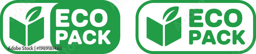 Eco Pack Green Label Icons for Sustainable Packaging and Environmentally Friendly Products