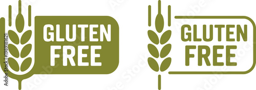 Photos Gluten Free Label Icons in Green for Food Packaging and Product Branding