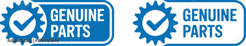 Blue Genuine Parts Badge Icon with Check Mark for Authentic Product Labeling and Certification