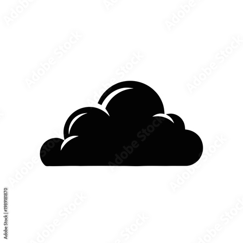 Cloud graphic displays a solid black rounded form with a distinct bright highlight on the upper edge.