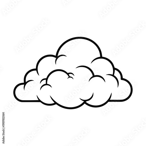 A stylized illustration of a cumulus cloud with a black outline on a white background.