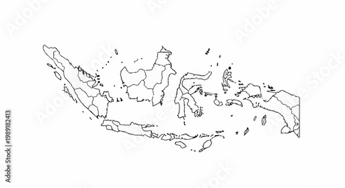 Outline map of the Indonesian archipelago with internal provincial boundaries
