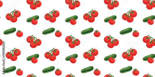 tomato and cucumber seamless pattern