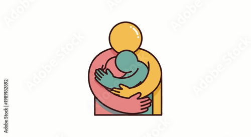 Abstract illustration of parent and child embracing