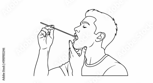 Person using a swab in their mouth for a test