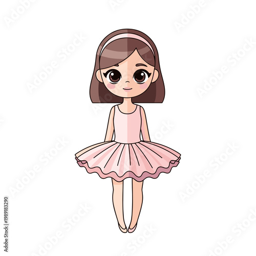 Adolescent  wearing a pink tutu dress in a playful pose  