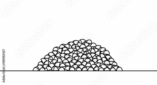 Pile of halved spherical objects on a flat surface