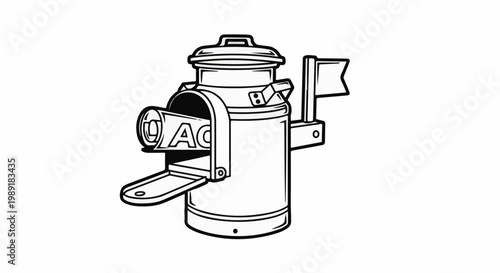 Retro milk churn with slot for mail and small flag