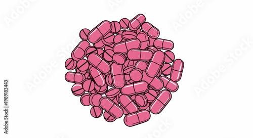 Pile of pink oval and round pills, some with a dividing line
