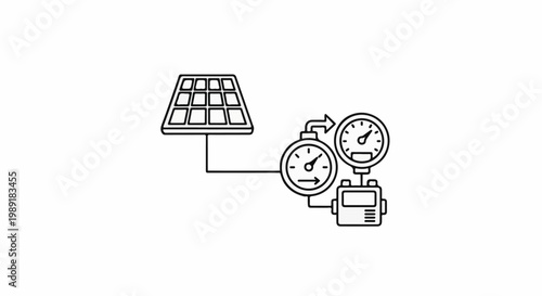 Renewable energy system with solar panel and metering devices