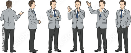 Colorful vector illustration of professional gestures symbolizing communication and workplace expression