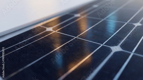 Ultra Realistic Solar Panel Macro Close Up with Clean Energy Reflection, Renewable Energy Concept Background