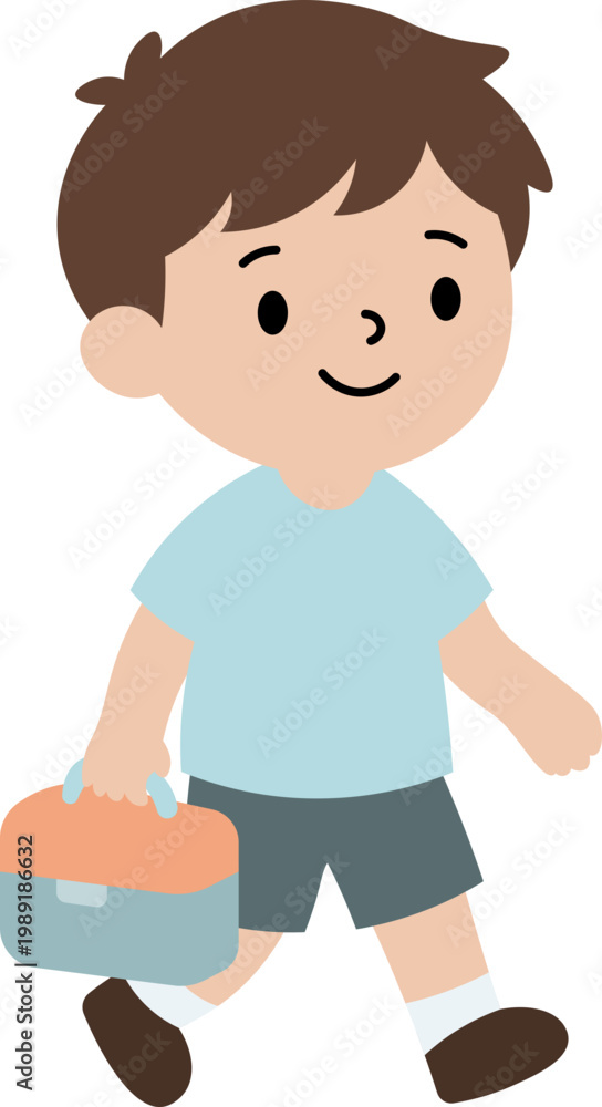 Fototapeta premium schoolboy with backpack is walking vector shape