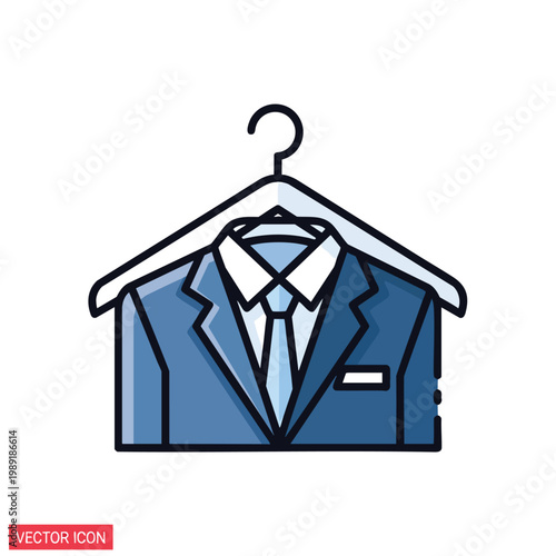 Stylish Business Suit Hanging on a Wardrobe Hook for Professional Attire