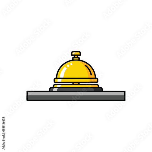 Gold Hotel Bell on Reception Desk for Hospitality and Service Industry