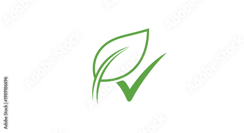 Eco friendly symbol with leaf and checkmark.