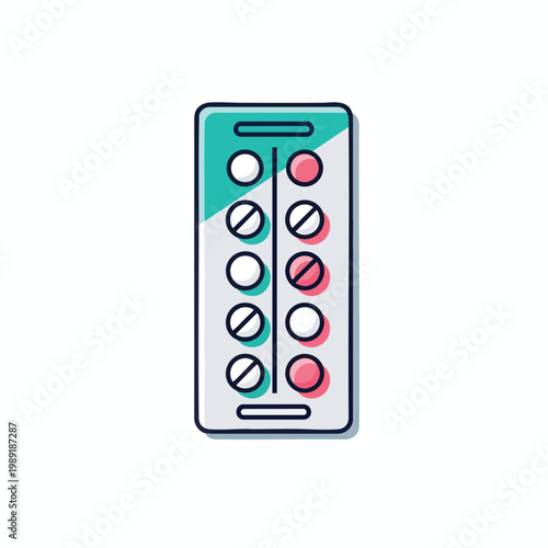 Multicolored Birth Control Pills in Blister Pack for Female Contraception