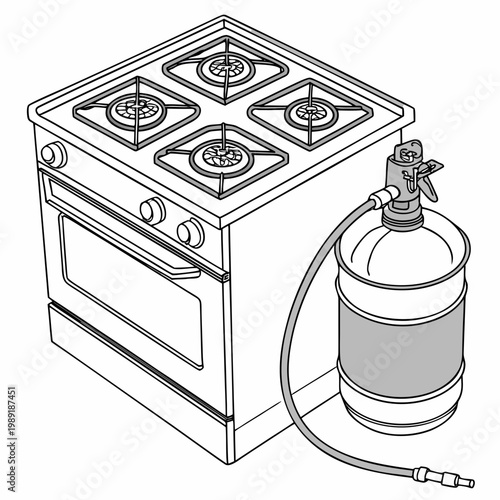 Gas stove with oven and propane tank kitchen appliance