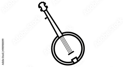 Banjo musical instrument simple line drawing.