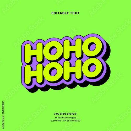 Editable Text Effect Vector of  Neon green purple hoho minimalist rounded fly in playful sticker logo for Printing, packaging, craft, small business, garment, Creative industry