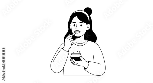 Woman applying lip balm skincare illustration