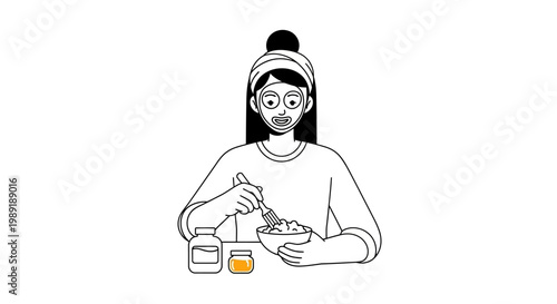 Woman preparing beauty treatment at home graphic