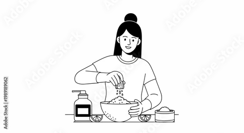 Woman preparing food illustrated cooking culinary illustration