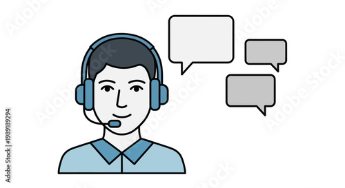 Dedicated customer service representative with headset offering professional support and seamless communication through modern tools, ensuring efficient problem-solving and client satisfaction