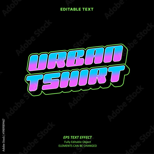 Editable Text Effect Vector of Purple Blue Gradation Urban Retro Millennium t-shirt or label sticker logo design for Printing, garment, merchandise, apparel, small business, team