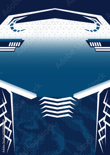 Navy Blue and White Abstract Armor Geometric Sports Jersey Sublimation Pattern