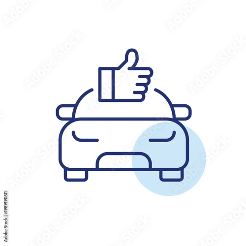 Vehicle approved, security and car rent ratings. Like thumbs up. Pixel perfect, editable stroke vector icon