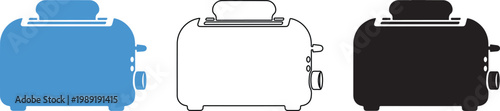 Toaster icons in blue, black, and white for kitchen design