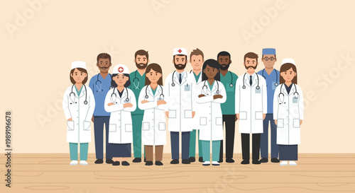 Diverse group of medical doctors.