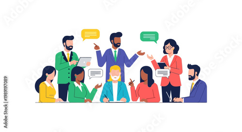 Diverse group of people communicating.