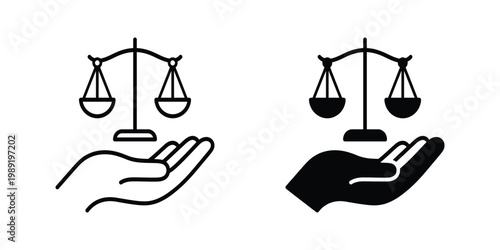 Scales of justice held in hands a symbol of fairness and legal representation