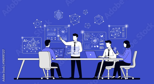 Business people in meeting discussion.