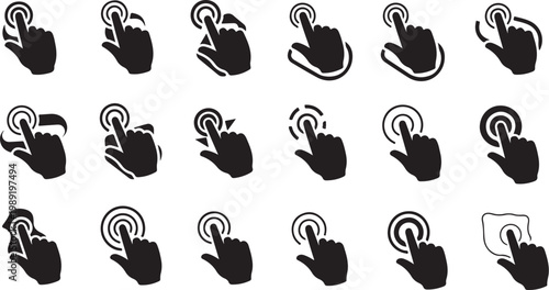 Hand icons for computer cursor interactions and clicks