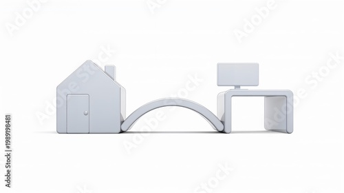 Home office connecting house and computer, work from home concept