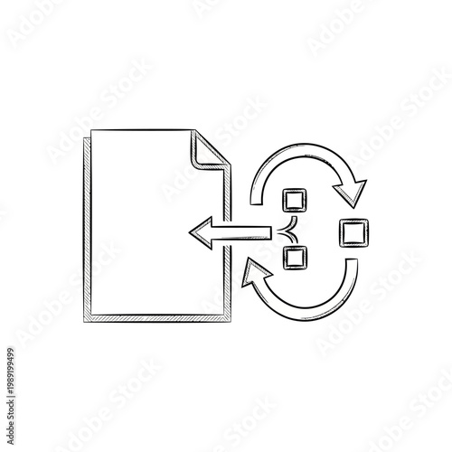 Icon of document and data exchange.