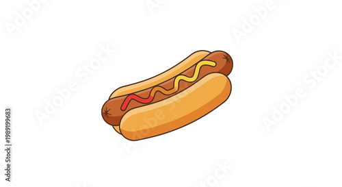 Hot dog with ketchup and mustard.