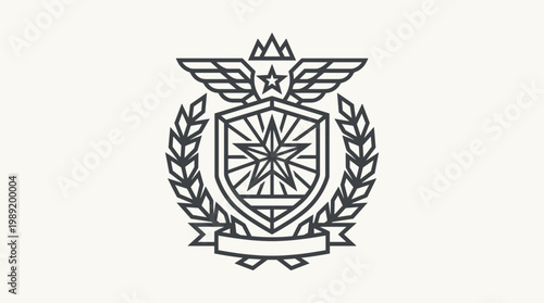 Elegant Emblem Crest Design with Star and Laurel Wreath.