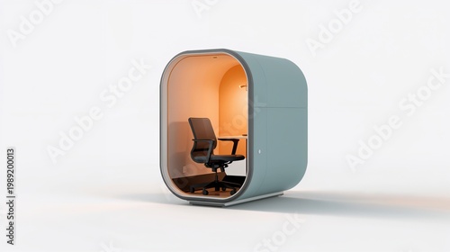 Modern work pod with chair and desk for office privacy