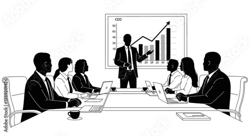Business Meeting Presentation: Team Collaboration and Growth Chart