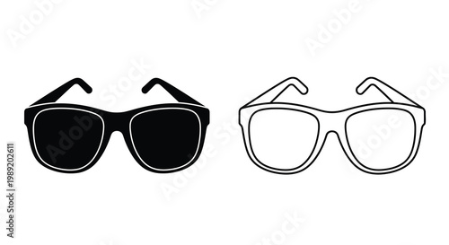 Two pairs of sunglasses one dark one light in a graphic silhouette