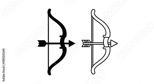 Two bows and arrows depicted in a striking black silhouette