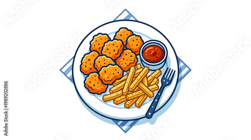 Tasty plate of fried chicken nuggets.