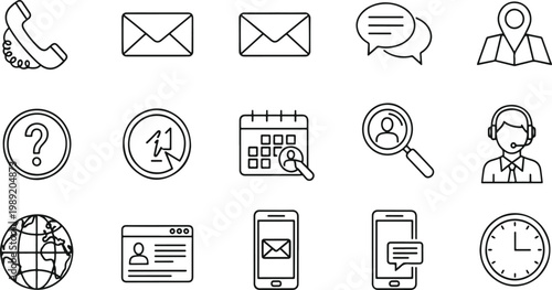 Collection of icons representing various communication and support methods