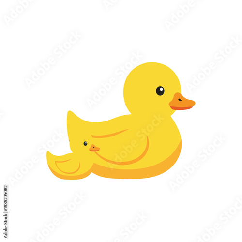 Cute Yellow Duck Family Bath Toy Illustration