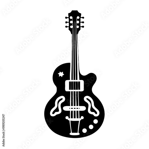 archtop guitar silhouette icon illustration for music instrument jazz performance and sound design