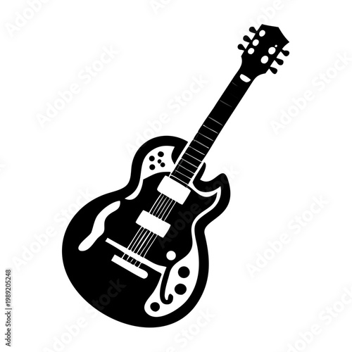 archtop guitar silhouette icon illustration for music instrument jazz performance and sound design